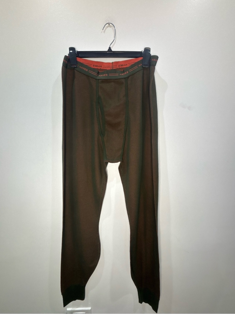 Hanes Thermal Pajama Pants Men’s XL Green Orange Waffle Knit Lounge Sleepwear